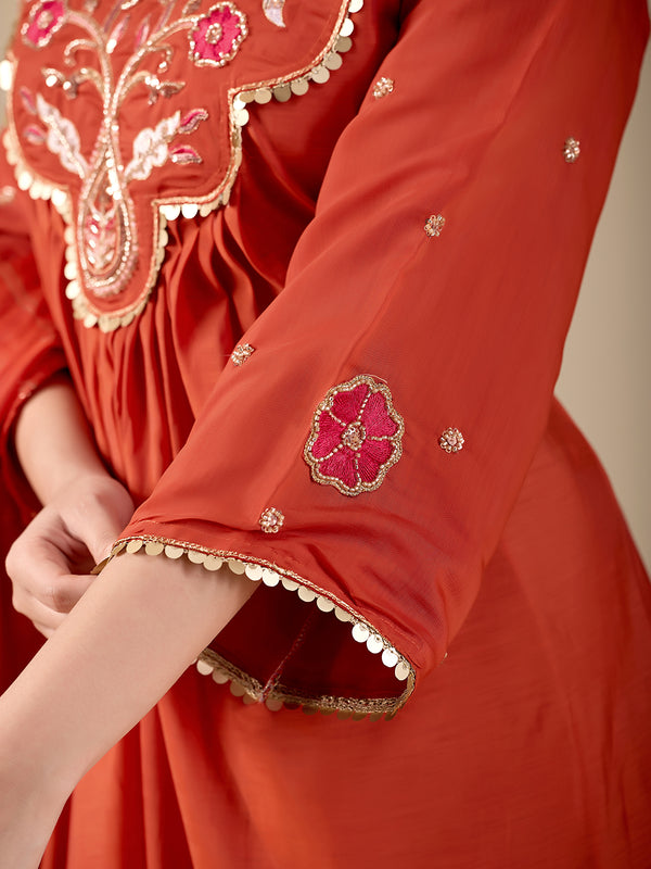 Chanderi Kurti Set with Dupatta