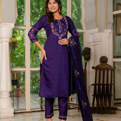 Elegant Straight Kurti Pant Dupatta Set