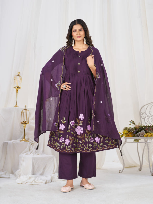 Anarkali Kurti Pant Dupatta Set