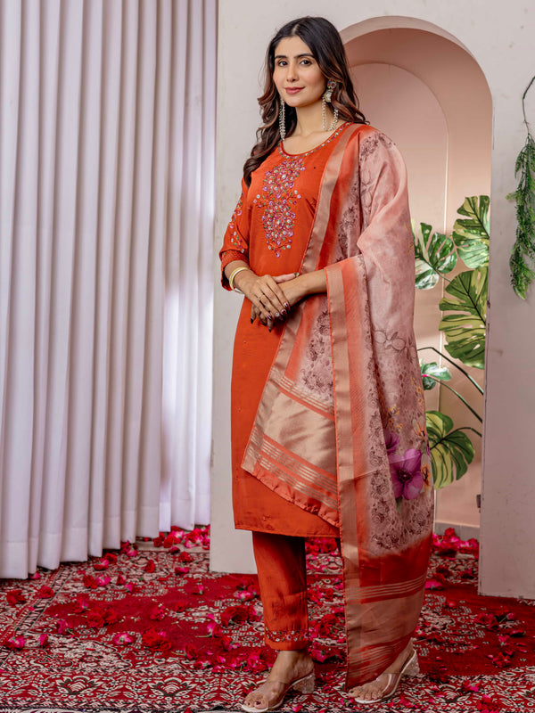 Elegant Straight Kurti Pant Dupatta Set