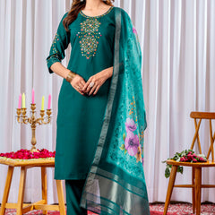 Elegant Straight Kurti Pant Dupatta Set