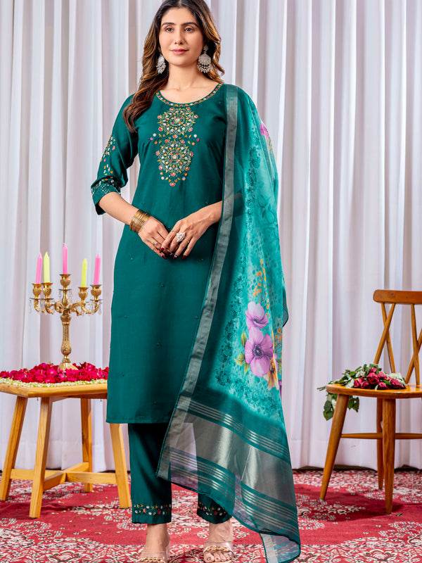 Elegant Straight Kurti Pant Dupatta Set