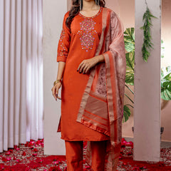 Elegant Straight Kurti Pant Dupatta Set