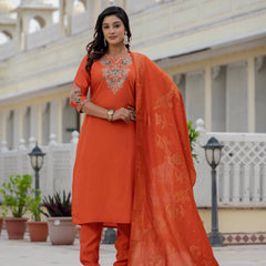 Elegant Straight Kurti Pant Dupatta Set