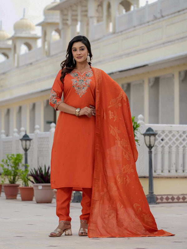Elegant Straight Kurti Pant Dupatta Set