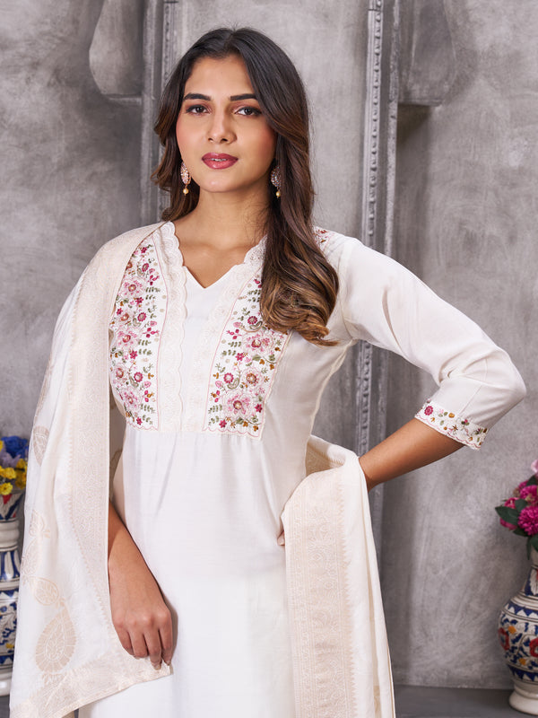 Elegant Straight Kurti Pant Dupatta Set