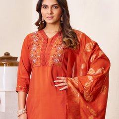 Elegant Straight Kurti Pant Dupatta Set