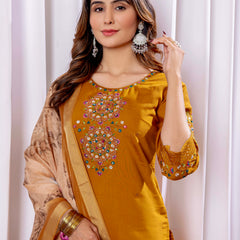 Elegant Straight Kurti Pant Dupatta Set