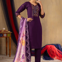 Elegant Straight Kurti Pant Dupatta Set