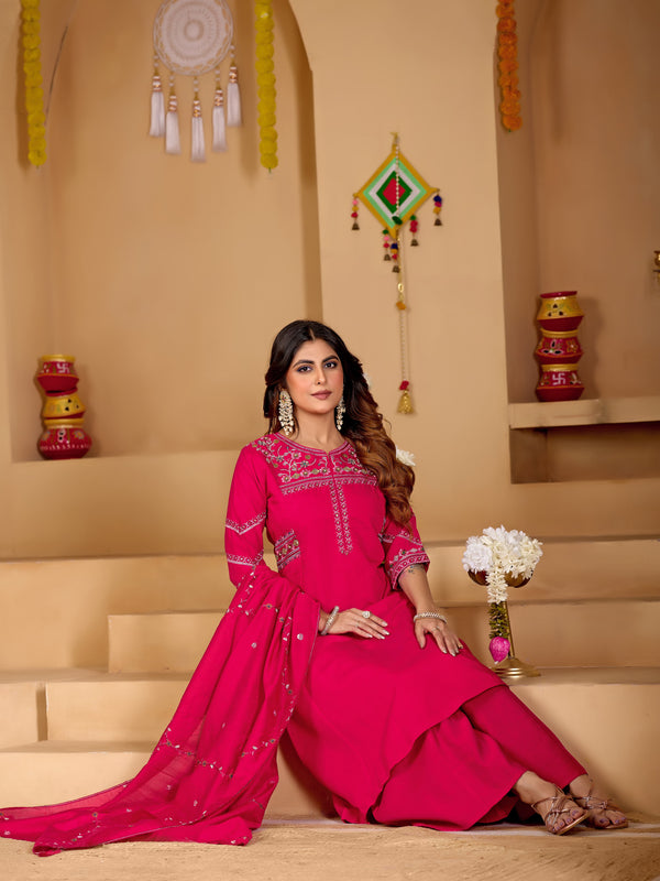 Anarkali Kurti Palazzo Dupatta Set