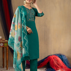 Elegant Straight Kurti Pant Dupatta Set