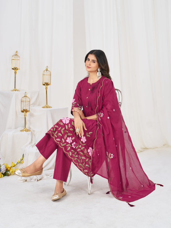 Anarkali Kurti Pant Dupatta Set
