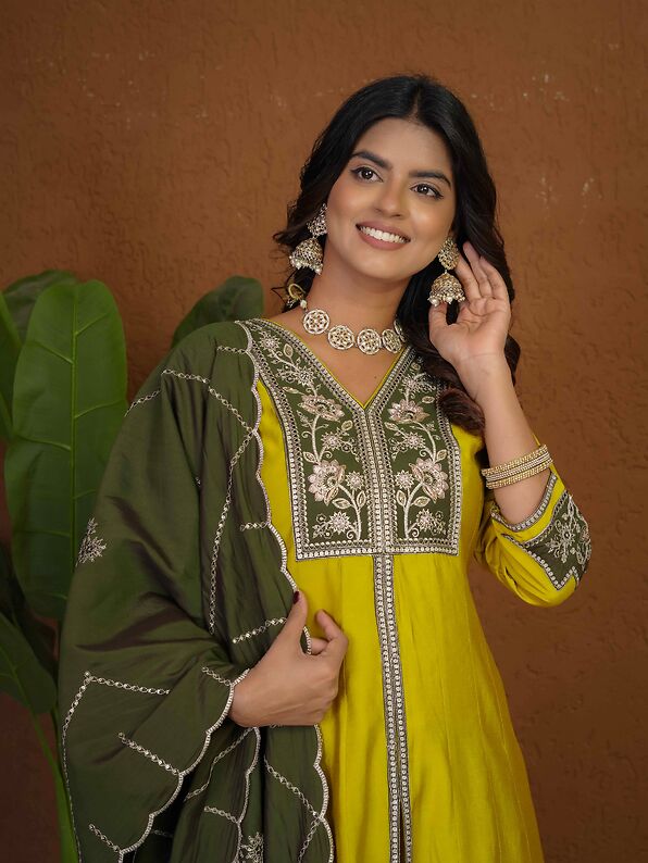 Anarkali Kurti Palazzo Dupatta Set
