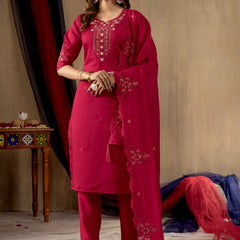 Elegant Straight Kurti Pant Dupatta Set