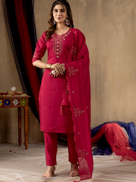 Elegant Straight Kurti Pant Dupatta Set