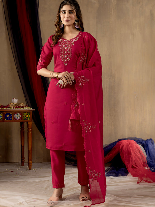 Elegant Straight Kurti Pant Dupatta Set