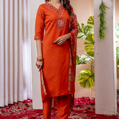 Elegant Straight Kurti Pant Dupatta Set