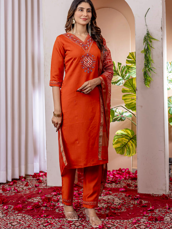 Elegant Straight Kurti Pant Dupatta Set