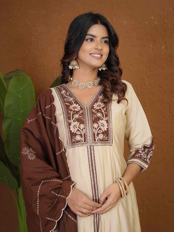 Anarkali Kurti Palazzo Dupatta Set