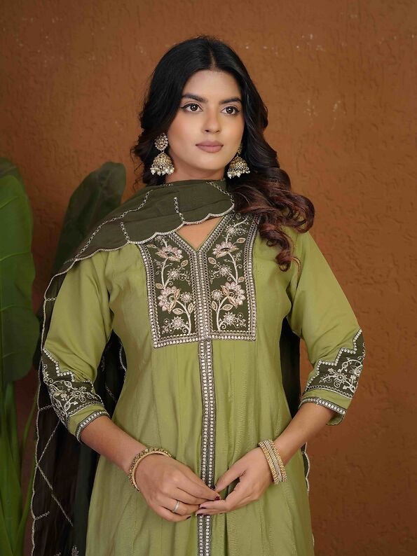Anarkali Kurti Palazzo Dupatta Set