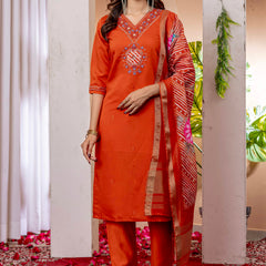 Elegant Straight Kurti Pant Dupatta Set