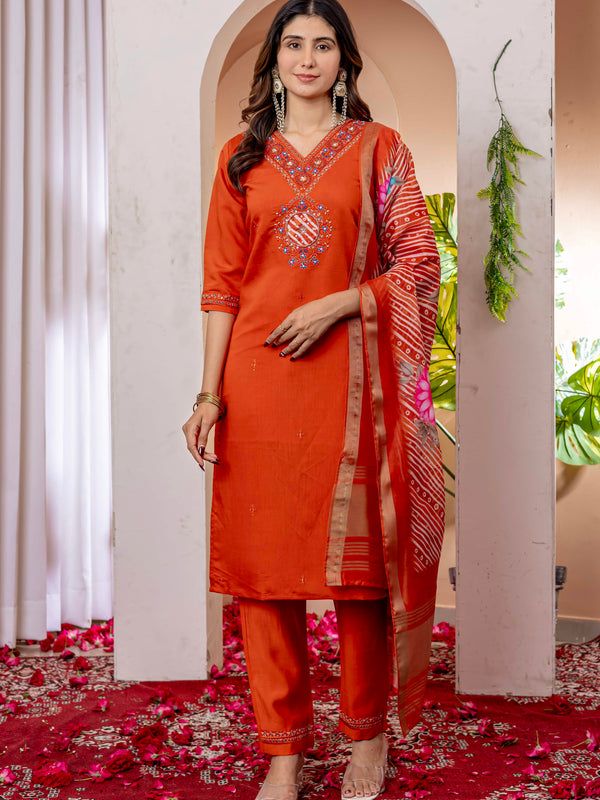 Elegant Straight Kurti Pant Dupatta Set