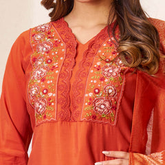 Elegant Straight Kurti Pant Dupatta Set