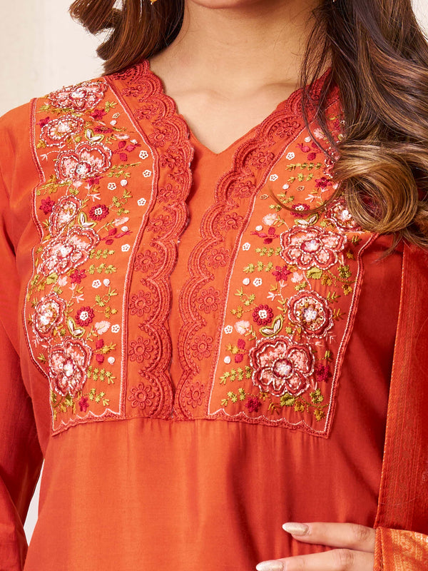 Elegant Straight Kurti Pant Dupatta Set