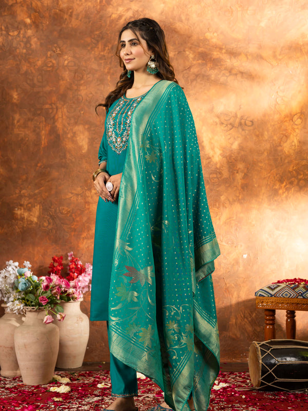 Elegant Straight Kurti Pant Dupatta Set