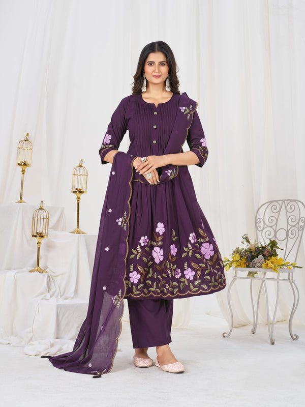 Anarkali Kurti Pant Dupatta Set