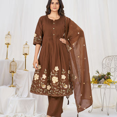Anarkali Kurti Pant Dupatta Set