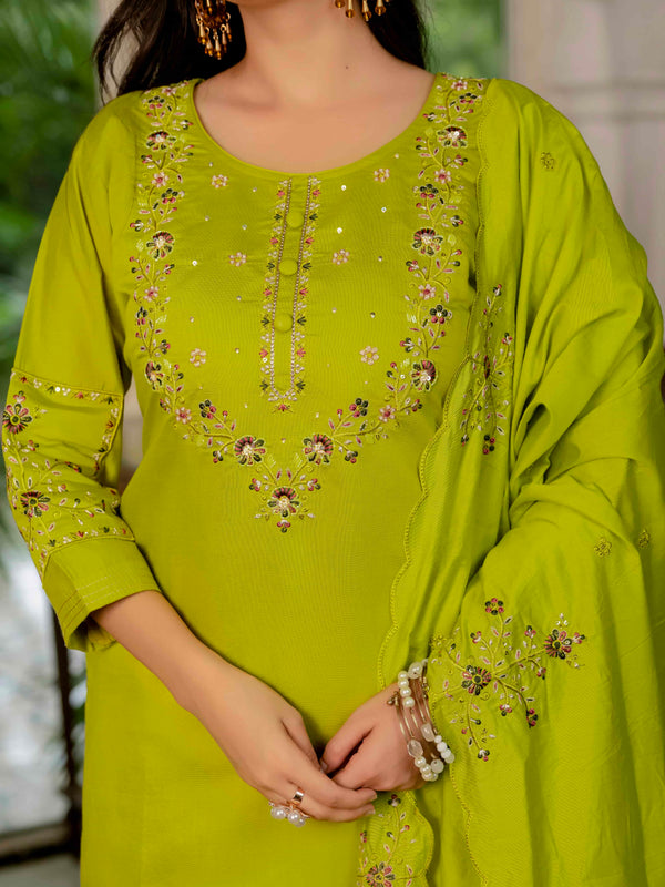 Elegant Straight Kurti Pant Dupatta Set
