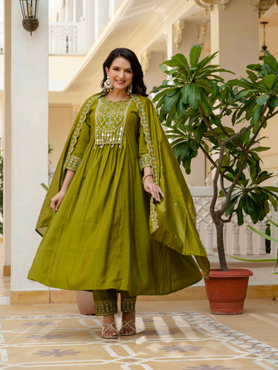 Anarkali Kurti Pant Dupatta Set