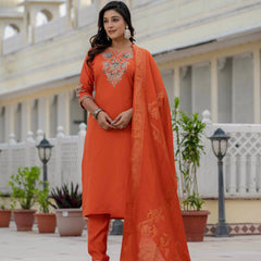 Elegant Straight Kurti Pant Dupatta Set
