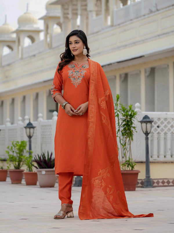 Elegant Straight Kurti Pant Dupatta Set