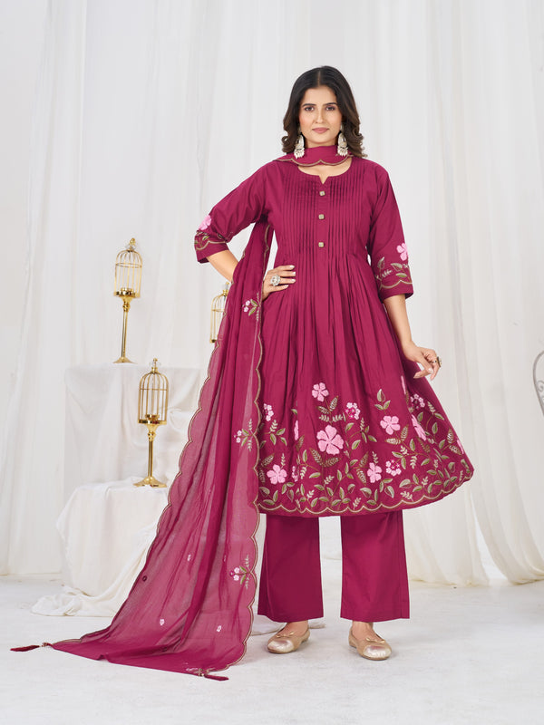 Anarkali Kurti Pant Dupatta Set