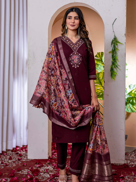 Elegant Straight Kurti Pant Dupatta Set