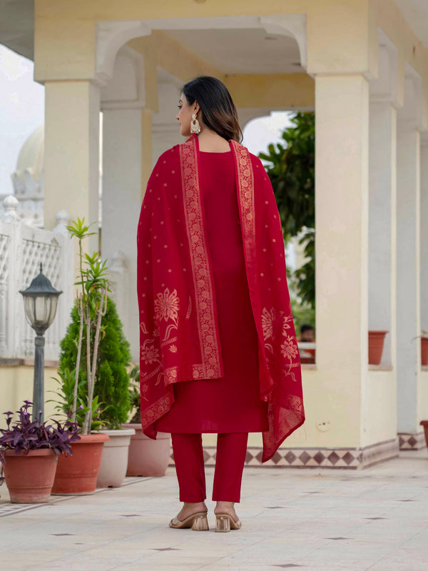 Elegant Straight Kurti Pant Dupatta Set