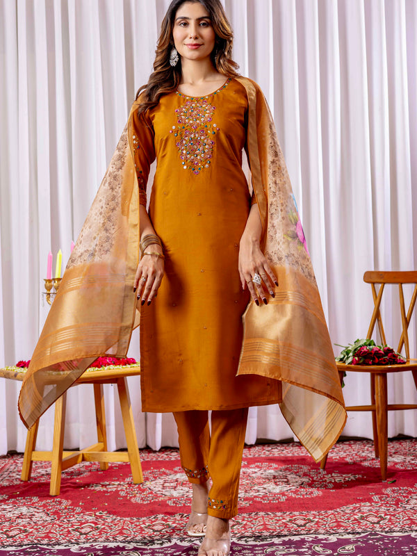 Elegant Straight Kurti Pant Dupatta Set