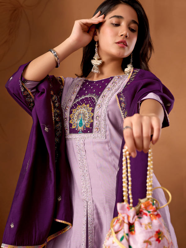 Anarkali Kurti  Palazzo Dupatta Set