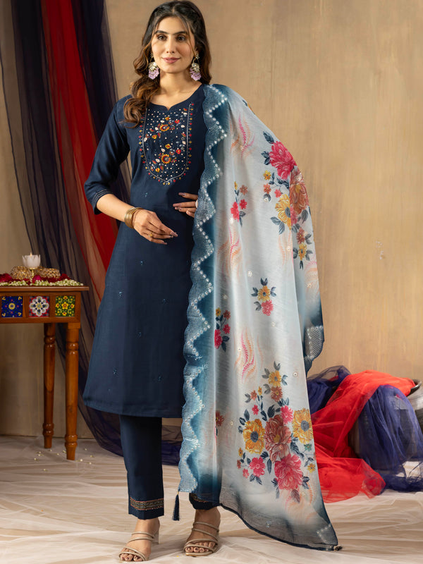 Elegant Straight Kurti Pant Dupatta Set