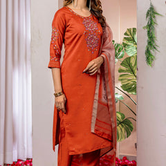 Elegant Straight Kurti Pant Dupatta Set