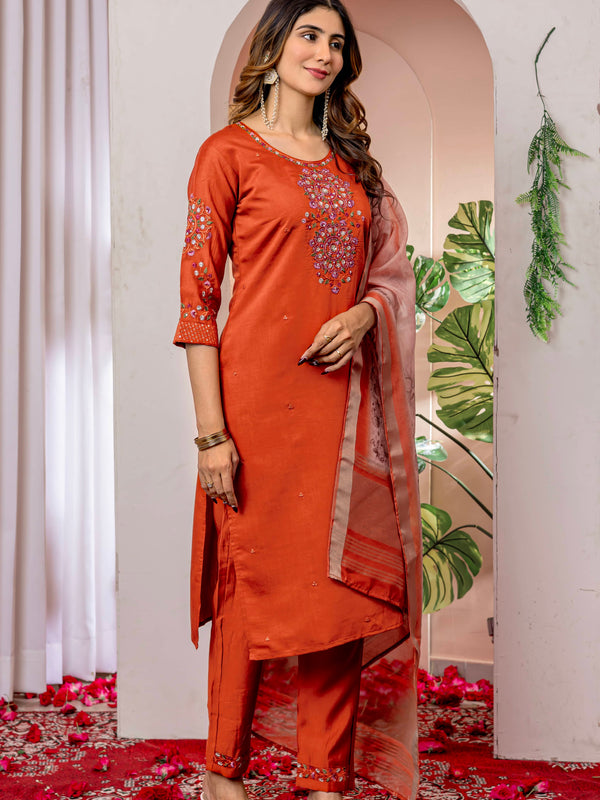 Elegant Straight Kurti Pant Dupatta Set