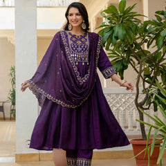Anarkali Kurti Pant Dupatta Set