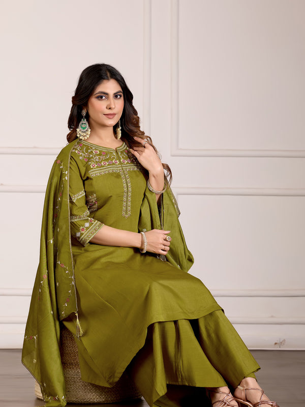 Anarkali Kurti Palazzo Dupatta Set