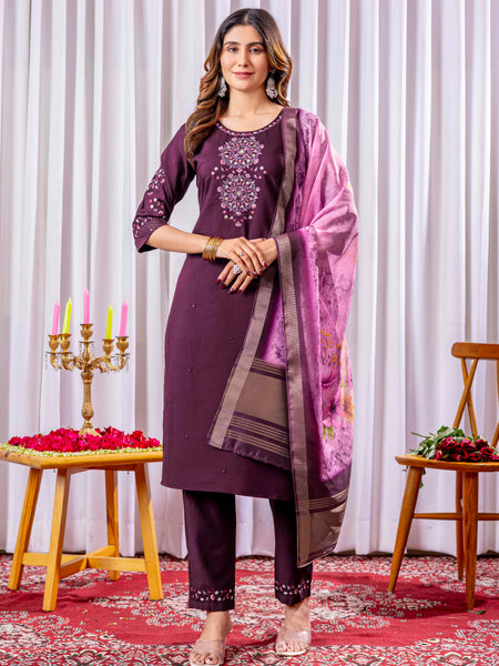 Elegant Straight Kurti Pant Dupatta Set