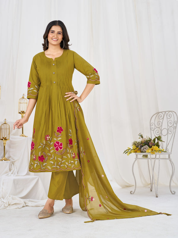 Anarkali Kurti Pant Dupatta Set