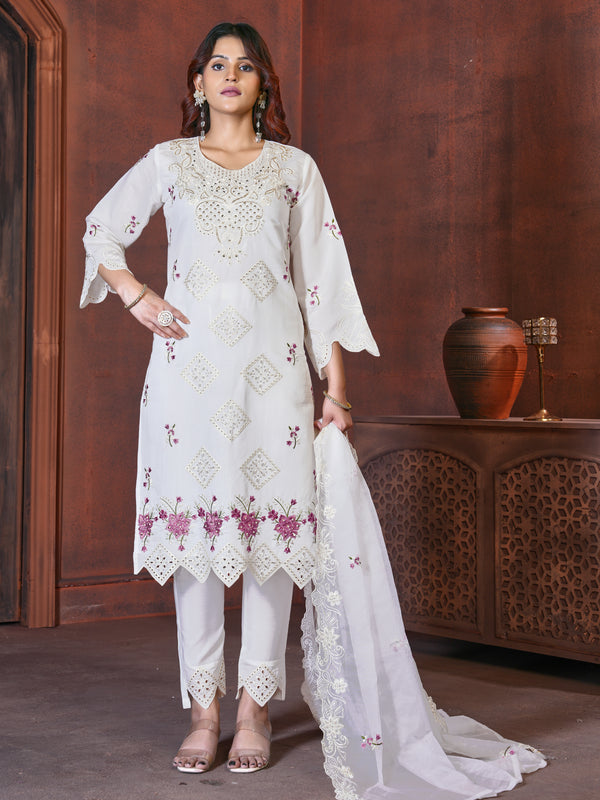 Elegant Straight Kurti Pant Dupatta Set