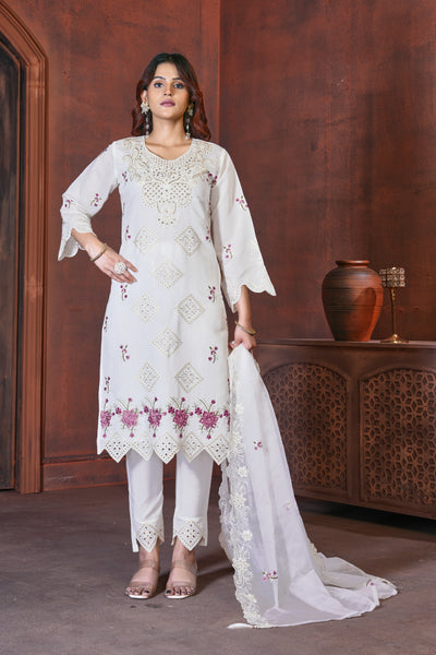 Elegant Straight Kurti Pant Dupatta Set
