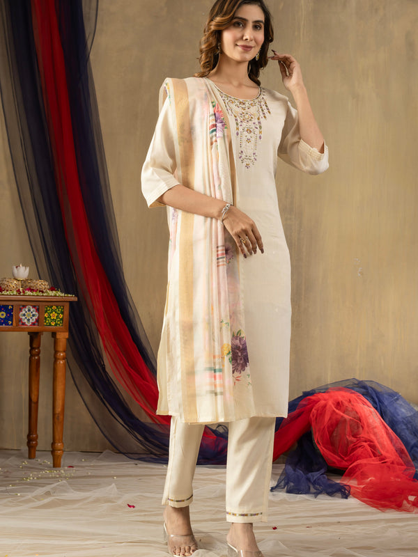 Elegant Straight Kurti Pant Dupatta Set
